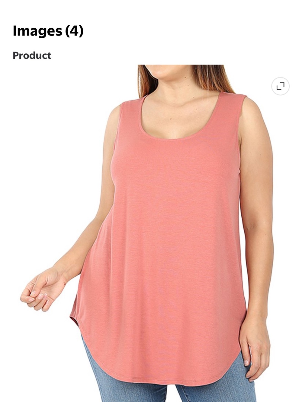 Zenana Scoop Neck Tank Top in Dusty Rose